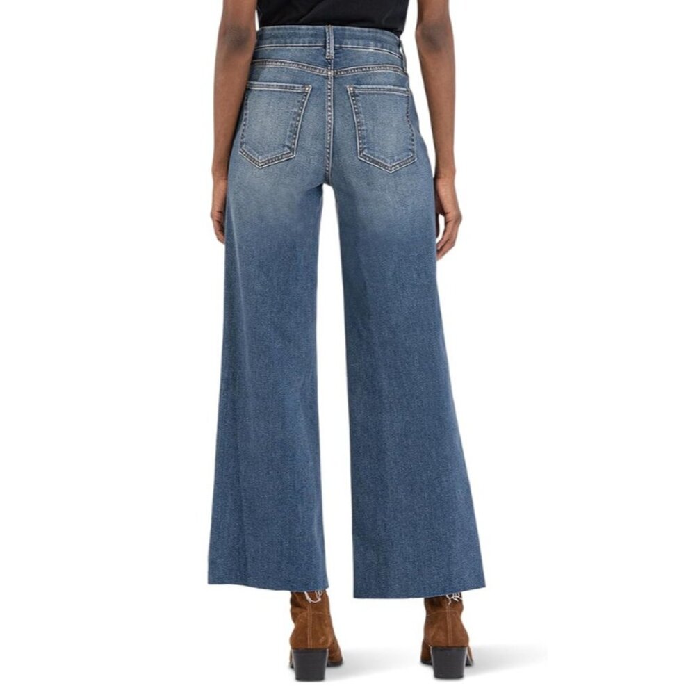 Kut From The Kloth Meg Fab Ab Wide Leg Jeans High Rise Raw Hem Milestone 8L - Picture 2 of 11